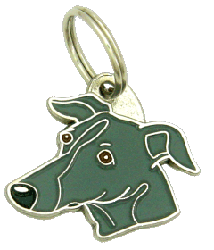 Galgo cinza <br> (placa de identificação para cães, Gravado incluído)